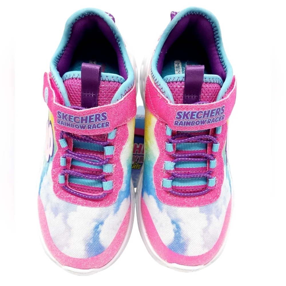 Light Up Shoes Rainbow, Slip-On, No Tie, Size 2 Girls, New, NIB, Skechers
